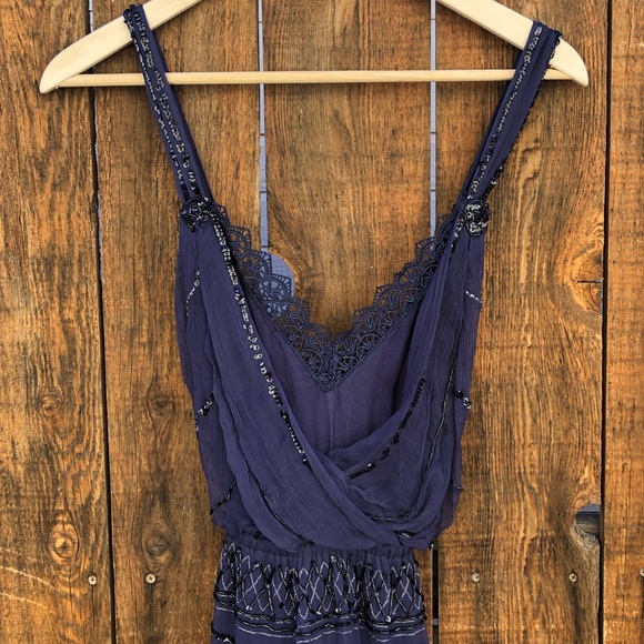 Free People Ode To Shimmer Dress in Sapphire - Picture 5 of 16